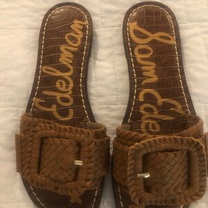 Sam Edelman brown buckle slide sandal